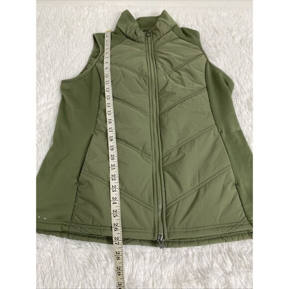 AVIA Fleece Vest Size L Green Olive Full Zip Pockets Mock Neck Sleevless - Picture 10 of 12